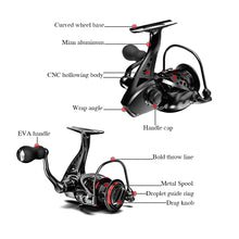 Load image into Gallery viewer, Reels Fishing Reel carp 8BB All Metal Spool 5.0:1 gear ratio Spinning Reel 8KG Max Drag coils 2000-7000H wheels for saltwater