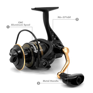 Frwanf Spinning Reel Saltwater-proof Fishing Reels Lighter Sturdy Ultra Smooth Aluminum Frame 4BB, 5.0:1 Gear Ratio 2000-7000H