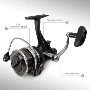 Double Brake Design Fishing Reel 8KG Max Drag 4BB 4000-5000H CNC Aluminum Left/Right Interchangeable Spinning Reel